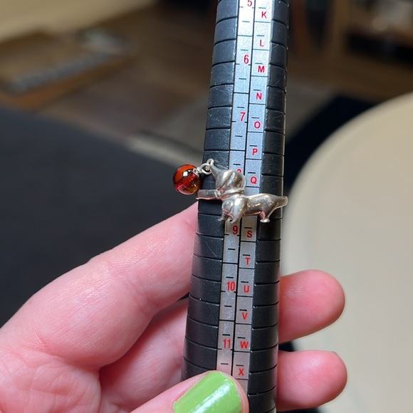 Vintage Amber bead dachshund sterling silver ring Size 8.5 - Picture 6 of 8